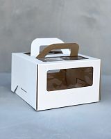 Коробка для торта 22x22x14 см с ручкой и окном