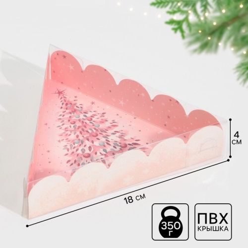 Коробка для печенья новогодняя Нежно-розовая, 18×18×4 см Коробка для печенья новогодняя Нежно-розовая, 18×18×4 см