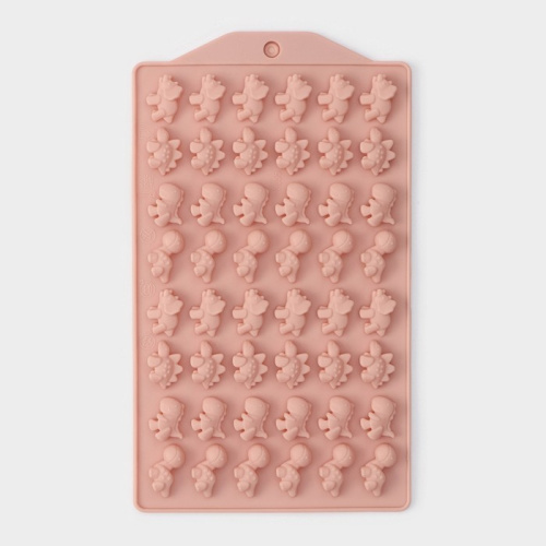 Форма для мармелада Доляна «Дино», силикон, 19×11,7 см, 48 ячеек (1,9×1 см), цвет МИКС фото 4 Форма для мармелада Доляна «Дино», силикон, 19×11,7 см, 48 ячеек (1,9×1 см), цвет МИКС фото 4