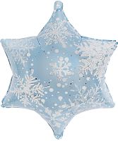 Шар фольгированный Фигура, Снежинка, Морозные искры, Голубой/Серебро