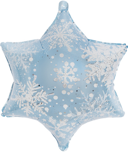 Шар фольгированный Фигура, Снежинка, Морозные искры, Голубой/Серебро