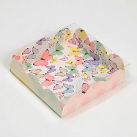 Коробка для печенья с PVC крышкой, «Бабочки», 10.5 х 10.5 х 3 см Коробка для печенья с PVC крышкой, «Бабочки», 10.5 х 10.5 х 3 см