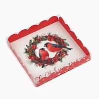 Коробка для пряников Снегири 18*18*3см