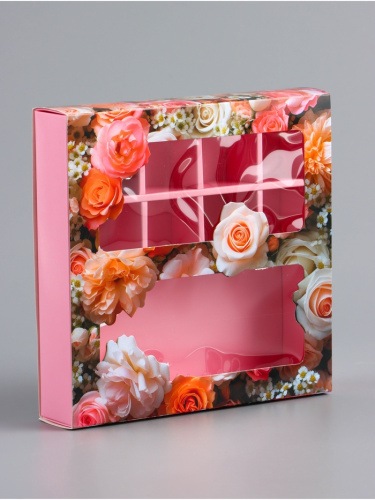 Коробка для 8 конфет + шоколад, с окном «Поздравляю», 17.7×17.8×3.8 см фото 3 Коробка для 8 конфет + шоколад, с окном «Поздравляю», 17.7×17.8×3.8 см фото 3