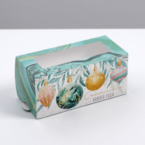 Коробка новогодняя для макарун Счастливого Нового года 12×5.5×5.5 см Коробка новогодняя для макарун Счастливого Нового года 12×5.5×5.5 см