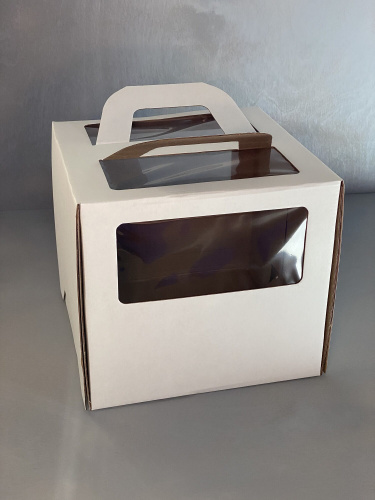 Коробка для торта 24x24x20 cм с ручкой и окном
