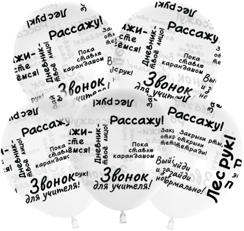 Воздушный шар латексный Школьные цитаты, прозрачный, кристалл фото 2