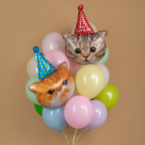 Воздушный шар фольгированный Фигура, Котенок в колпачке Ты супер! фото 2