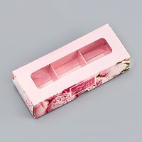 Коробка для 3 конфет, с окном Праздничный букет, 13×5×3.3 см