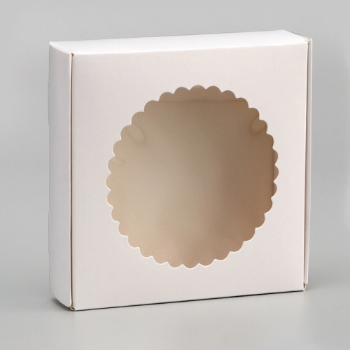 Коробка белая, с окном, 11,5 х 11,5 х 3 см фото 3