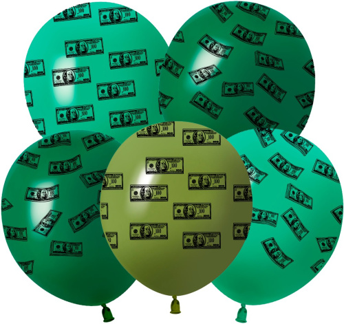 Воздушный шар латексный Доллары, ассорти, пастель