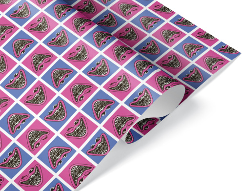 Упаковочная бумага Зубастики 0,7*1м, 1 лист фото 2 Упаковочная бумага Зубастики 0,7*1м, 1 лист фото 2