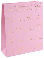 Пакет подарочный, Милые бантики, Розовый, металлик, 41,5*30*12см