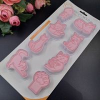 Вырубка штамп Котики 8шт, пластик