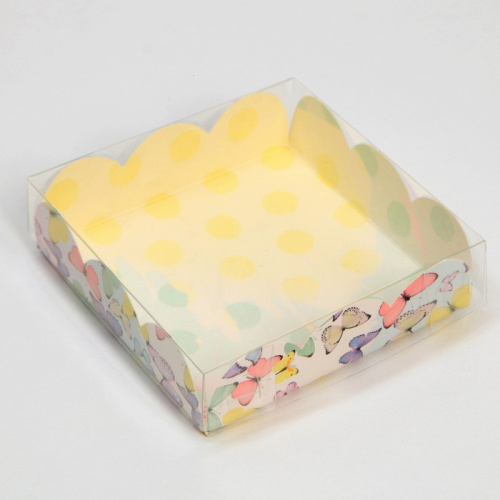 Коробка для печенья с PVC крышкой, «Бабочки», 10.5 х 10.5 х 3 см фото 2