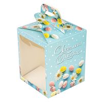 Коробка для кулича Светлой Пасхи, голубая, 15*15*18см