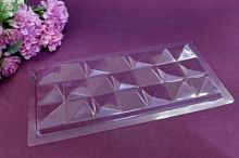 Форма для шоколада Плитка Пирамидки скошенный верх 8*18см, пластик