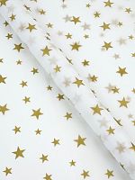 Бумага упаковочная тишью Звезды, золото, 50 х 70 см, 1 лист