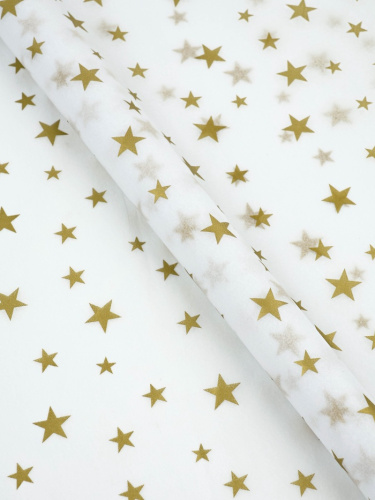 Бумага упаковочная тишью Звезды, золото, 50 х 70 см, 1 лист