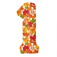 Шар фольгированный фигура цифра 1 Сентября, осенние листья