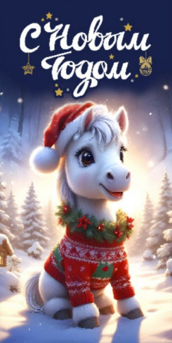 Конверт для денег С Новым Годом! (зимняя лошадка)