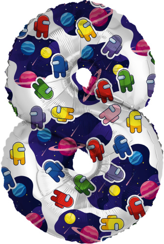 Воздушный шар фольгированный Цифра 8 Космонавтики