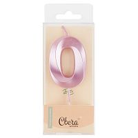 Свеча Цифра, 0 Грани, Розовый, Перламутр, 4,2*6 + 4,5 см