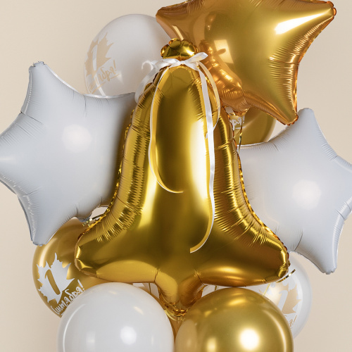 Шар фольгированный фигура Колокольчик, золото фото 2