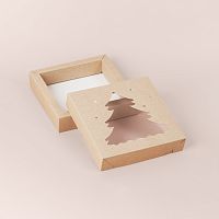 Коробка для печенья Ёлка, 16*16*3,5см, крафт