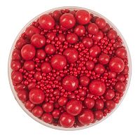 Посыпка драже шарики Красный микс, 50гр