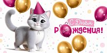 Конверт для денег С Днем Рождения! (кошечка с колпачке)