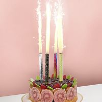 Свеча Фонтан для торта, 30сек, Зигзаги, сияющая иллюзия, серебро/золото, 4шт
