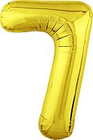 Воздушный шар фольгированный Цифра 7 Slim, Золото, 1шт