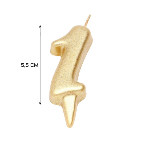 Свеча для торта цифра "1" Золотая h5,3 см фото 2