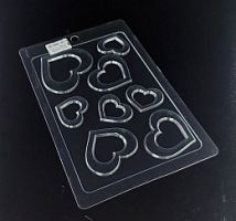 Форма для шоколада Сердца-рамки 8в1, пластик 15*22,5см