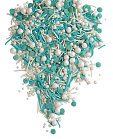 Посыпка Микс белая вермишель, белое и голубое драже, голубая вермишель, 50гр