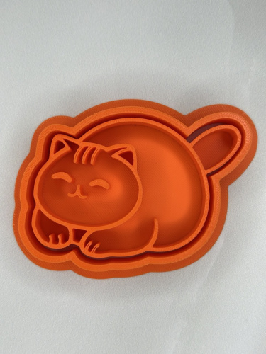 Вырубка с оттиском Довольный котик №3, 9см