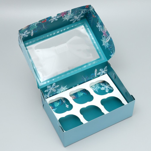 Коробка для 6 капкейков двусторонняя Мечты сбудутся в Новый год, 25х17х10см фото 2 Коробка для 6 капкейков двусторонняя Мечты сбудутся в Новый год, 25х17х10см фото 2