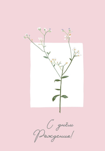 Бирка для оформления, С Днем Рождения! (цветущая веточка), Розовый, 5*7 см Бирка для оформления, С Днем Рождения! (цветущая веточка), Розовый, 5*7 см