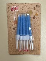 Свечи в торт неон голубые, 7см, 10шт