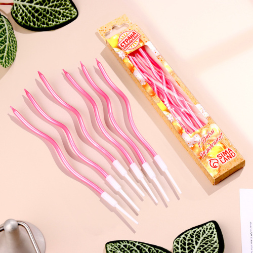 Свечи для торта витые "Серпантин" 6 шт, розовый блик фото 3 Свечи для торта витые "Серпантин" 6 шт, розовый блик фото 3