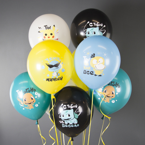 Воздушный шар латексный Монстрики, ассорти, пастель фото 2