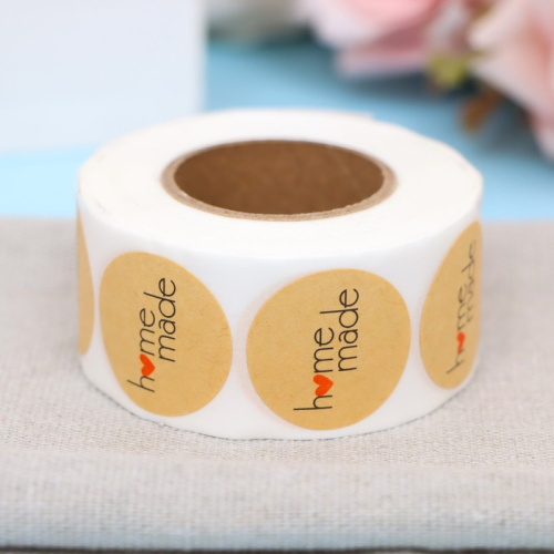 Наклейки крафт Hand Made 2,5*2,5см, 500шт рулон фото 2