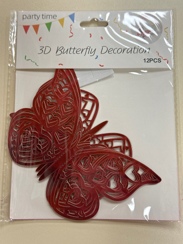 Топпер боковой Бабочки ажурные в асс., пластик 12шт (Китай) фото 3