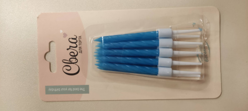 Свечи в торт неон голубые, 7см, 10шт Свечи в торт неон голубые, 7см, 10шт