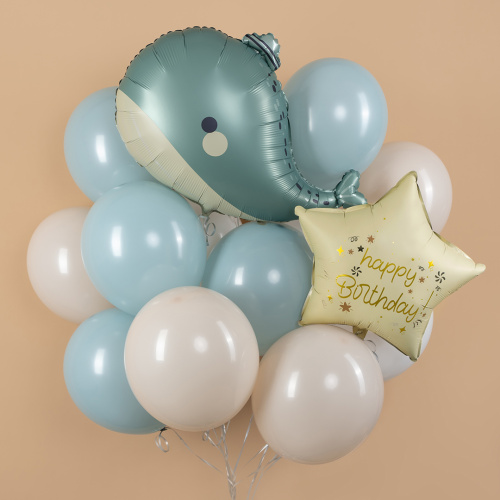 Воздушный шар фольгированный Звезда, Happy BirthDay (праздничные искры), Кремовый, Сатин фото 2