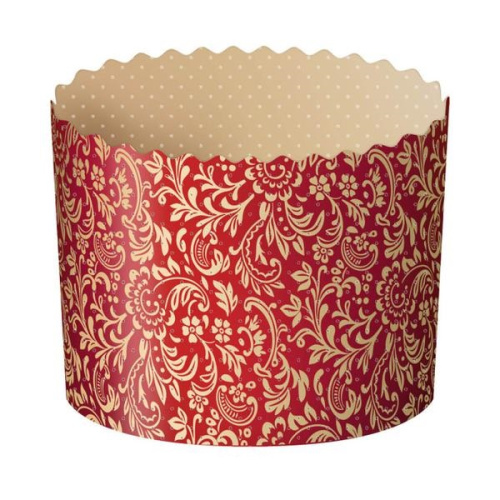 Форма бумажная для кулича Флора красная, 134*90мм, 5шт