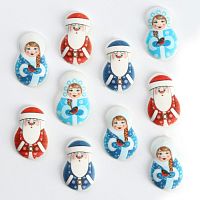 Медальоны сахарные Дед Мороз и Снегурочка, 35*23мм, 10шт