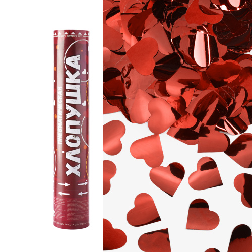 Хлопушка Романтика Сердце фольга, красный, металлик