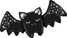 Воздушный шар фольгированный Фигура Летучая мышь, Серебряные звездочки
